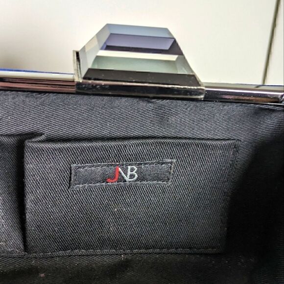 JNB Blue Faux Micro Suede Dress Handbag with Optional Chain Strap - Picture 9 of 11